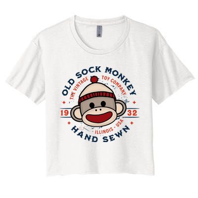 Old Sock Monkey Vintage Toy Company Logo Sock Monkey Crop Top
