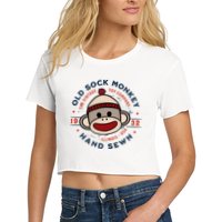 Old Sock Monkey Vintage Toy Company Logo Sock Monkey Crop Top