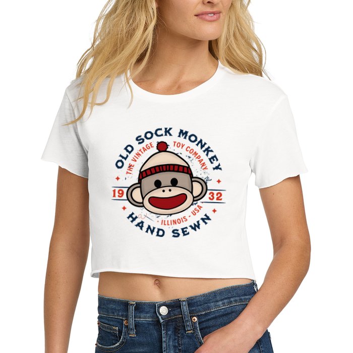Old Sock Monkey Vintage Toy Company Logo Sock Monkey Crop Top
