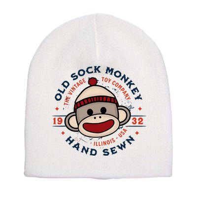 Old Sock Monkey Vintage Toy Company Logo Sock Monkey Short Acrylic Beanie