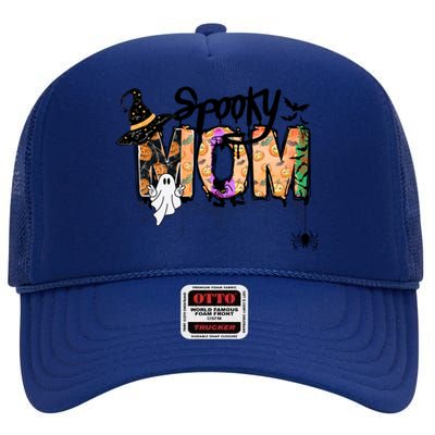 One Spooky Mom Mother Day Halloween Ghost Costume Gift High Crown Mesh Back Trucker Hat