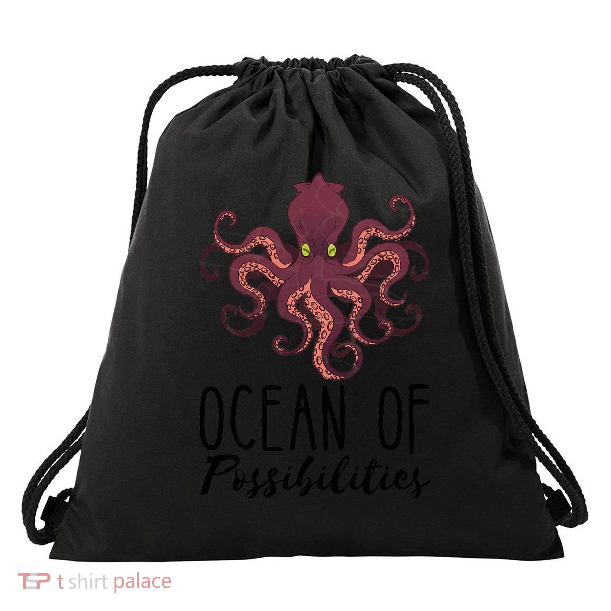 Octopus Sea Monster Kraken Ocean Of Possibilities Cephalopod Drawstring Bag