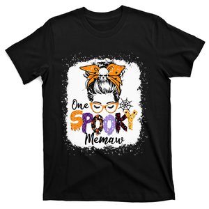 One spooky memaw messy bun skull funny Halloween costume T-Shirt