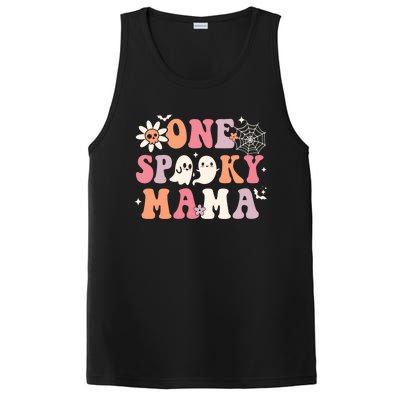 One Spooky Mama Ghost Halloween Groovy Retro Trick Or Treat Gift PosiCharge Competitor Tank