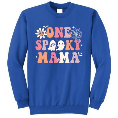 One Spooky Mama Ghost Halloween Groovy Retro Trick Or Treat Gift Sweatshirt