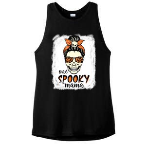 One Spooky Mama Gift Messy Bun Witch Mom Halloween Funny Gift Ladies PosiCharge Tri-Blend Wicking Tank