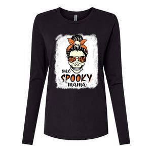 One Spooky Mama Gift Messy Bun Witch Mom Halloween Funny Gift Womens Cotton Relaxed Long Sleeve T-Shirt