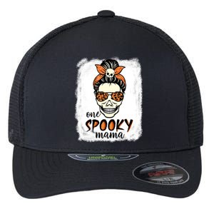 One Spooky Mama Gift Messy Bun Witch Mom Halloween Funny Gift Flexfit Unipanel Trucker Cap