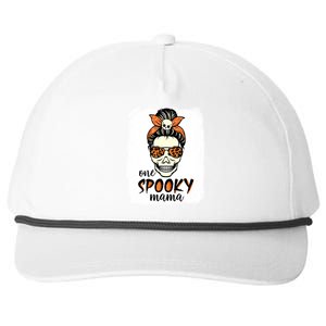 One Spooky Mama Gift Messy Bun Witch Mom Halloween Funny Gift Snapback Five-Panel Rope Hat