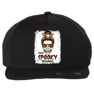 One Spooky Mama Gift Messy Bun Witch Mom Halloween Funny Gift Wool Snapback Cap