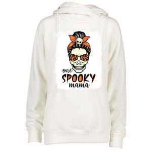 One Spooky Mama Gift Messy Bun Witch Mom Halloween Funny Gift Womens Funnel Neck Pullover Hood