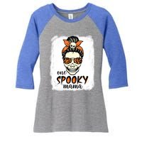 One Spooky Mama Gift Messy Bun Witch Mom Halloween Funny Gift Women's Tri-Blend 3/4-Sleeve Raglan Shirt