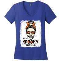 One Spooky Mama Gift Messy Bun Witch Mom Halloween Funny Gift Women's V-Neck T-Shirt