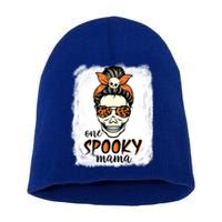 One Spooky Mama Gift Messy Bun Witch Mom Halloween Funny Gift Short Acrylic Beanie