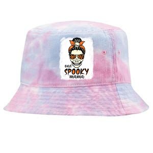 One Spooky Mama Gift Messy Bun Witch Mom Halloween Funny Gift Tie-Dyed Bucket Hat