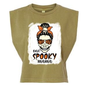 One Spooky Mama Gift Messy Bun Witch Mom Halloween Funny Gift Garment-Dyed Women's Muscle Tee