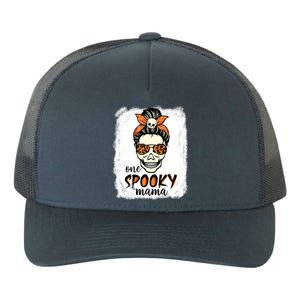 One Spooky Mama Gift Messy Bun Witch Mom Halloween Funny Gift Yupoong Adult 5-Panel Trucker Hat