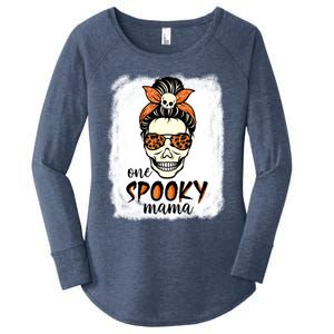 One Spooky Mama Gift Messy Bun Witch Mom Halloween Funny Gift Women's Perfect Tri Tunic Long Sleeve Shirt