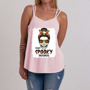 One Spooky Mama Gift Messy Bun Witch Mom Halloween Funny Gift Women's Strappy Tank