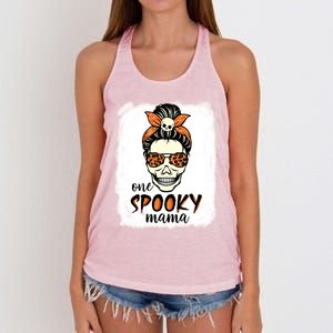 One Spooky Mama Gift Messy Bun Witch Mom Halloween Funny Gift Women's Knotted Racerback Tank