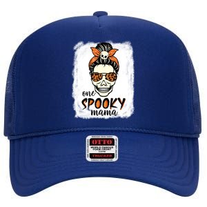 One Spooky Mama Gift Messy Bun Witch Mom Halloween Funny Gift High Crown Mesh Back Trucker Hat