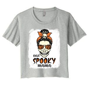 One Spooky Mama Gift Messy Bun Witch Mom Halloween Funny Gift Women's Crop Top Tee