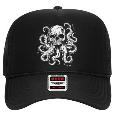 Octopus Skull Monster Cthulhu Skull Gifts High Crown Mesh Back Trucker Hat