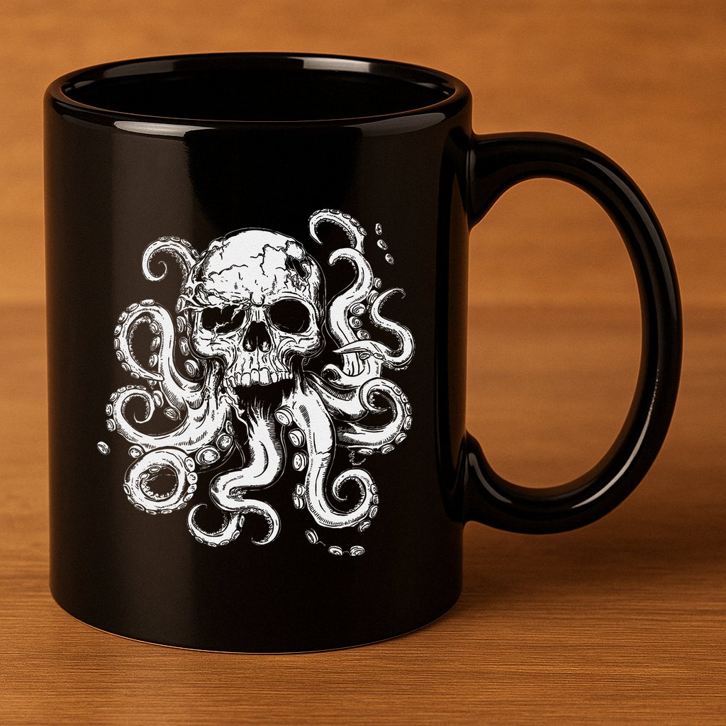 Octopus Skull Monster Cthulhu Skull Gifts 11oz C Handle Ceramic Mug