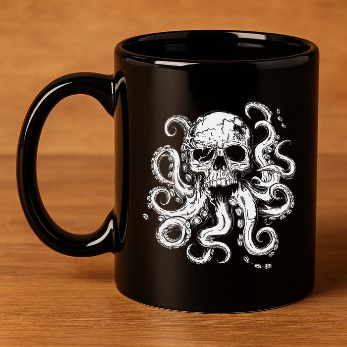 Octopus Skull Monster Cthulhu Skull Gifts 11oz C Handle Ceramic Mug