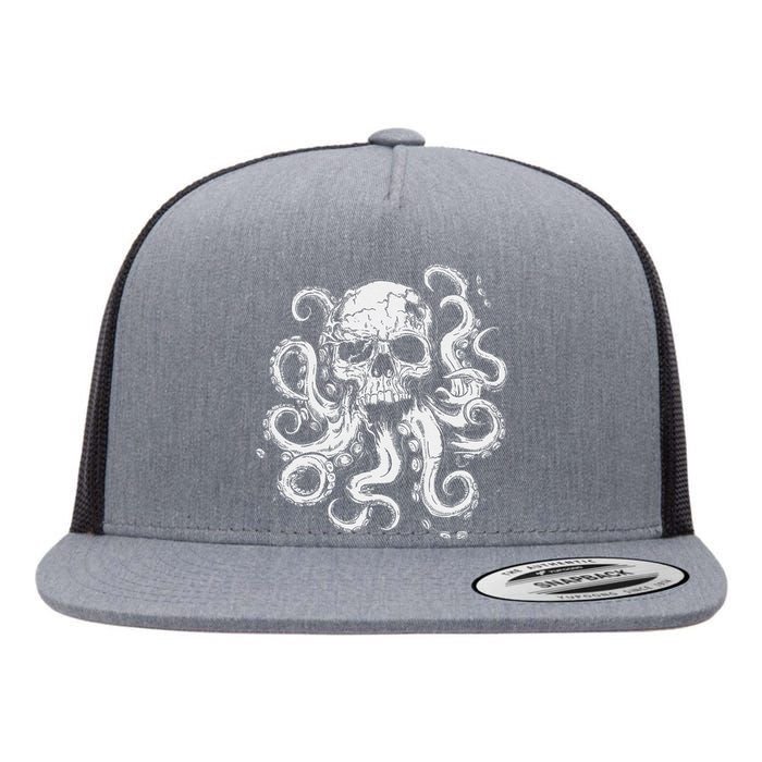 Octopus Skull Monster Cthulhu Skull Gifts Flat Bill Trucker Hat