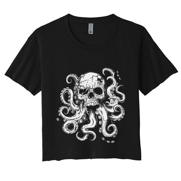 Octopus Skull Monster Cthulhu Skull Gifts Women's Crop Top Tee