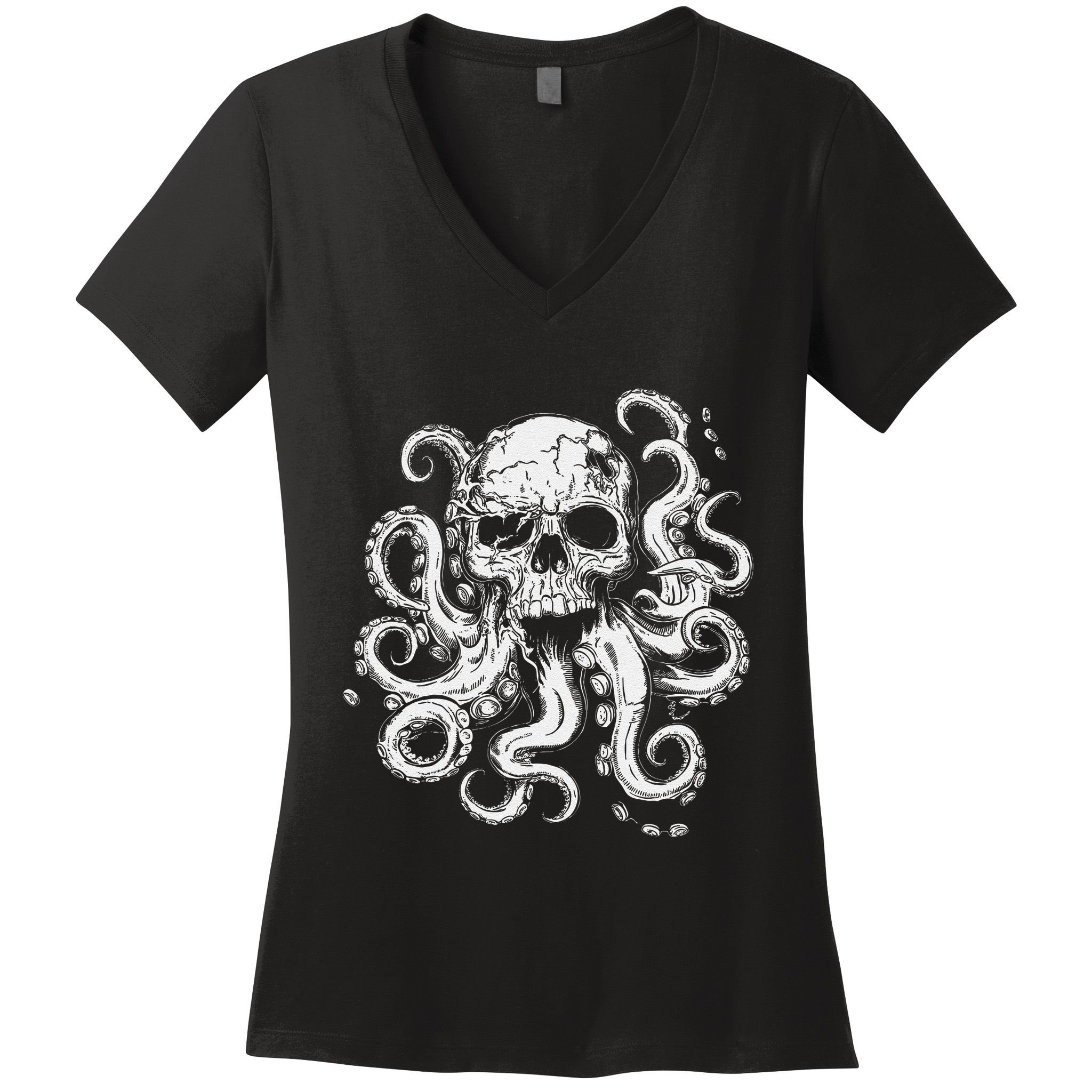 Octopus Skull Monster Cthulhu Skull Gifts Women's V-Neck T-Shirt