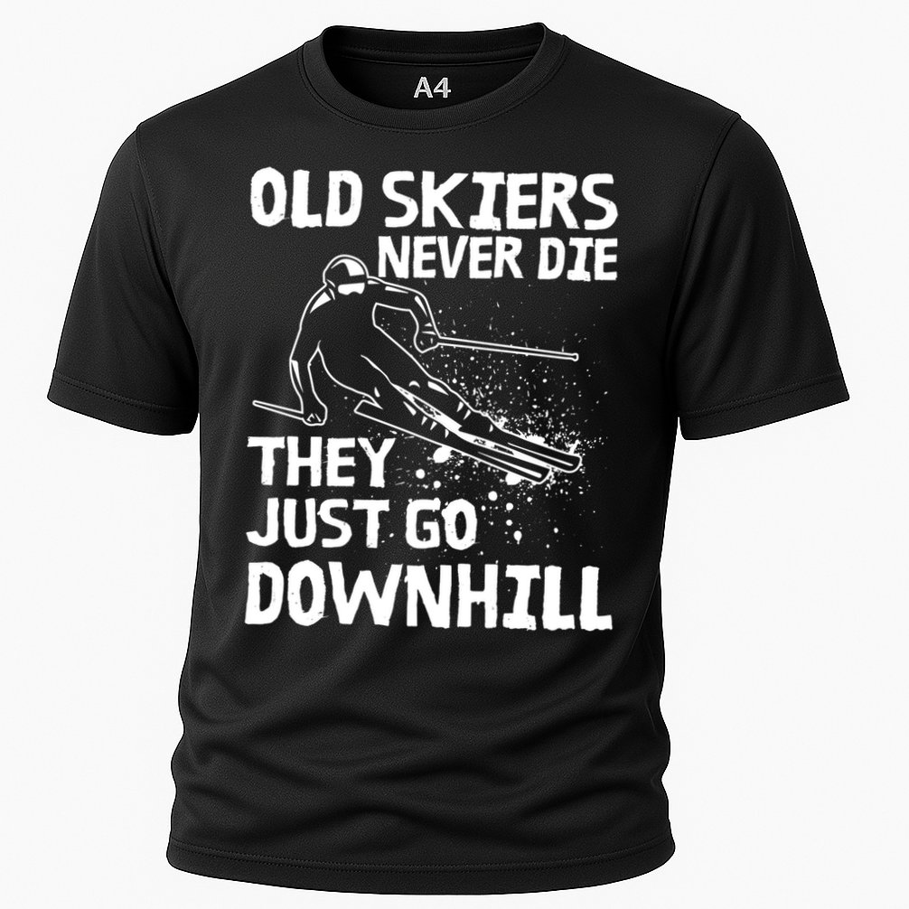Old Skiers Never Die They Go Downhill Ski Retirement Skiing Cooling Performance Crew T-Shirt