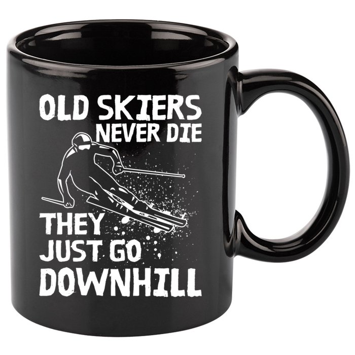 Old Skiers Never Die They Go Downhill Ski Retirement Skiing 11oz C Handle Ceramic Mug