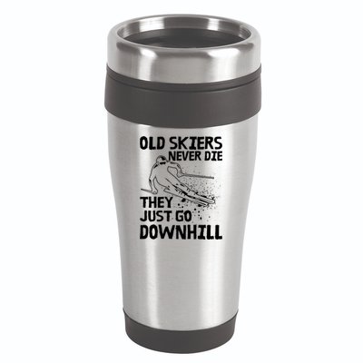 Old Skiers Never Die They Go Downhill Ski Retirement Skiing 16oz Travel Tumbler