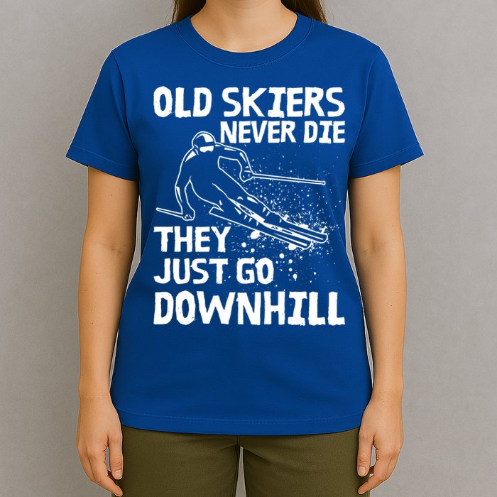 Old Skiers Never Die They Go Downhill Ski Retirement Skiing T-Shirt