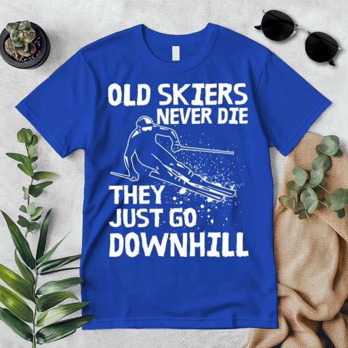 Old Skiers Never Die They Go Downhill Ski Retirement Skiing Premium T-Shirt