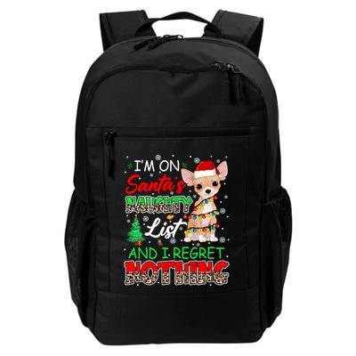 On SantaS Naughty List And Regret Nothing Santa Chihuahua Gift Backpack