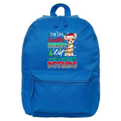 On SantaS Naughty List And Regret Nothing Santa Chihuahua Gift 16 in Basic Backpack