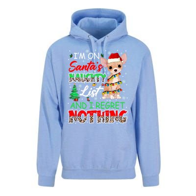 On SantaS Naughty List And Regret Nothing Santa Chihuahua Gift Unisex Surf Hoodie