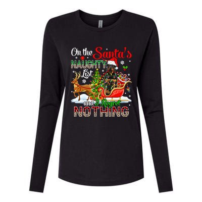 On SantaS Naughty List Regretting Nothing Santa Rottweiler Gift Womens Cotton Relaxed Long Sleeve T-Shirt