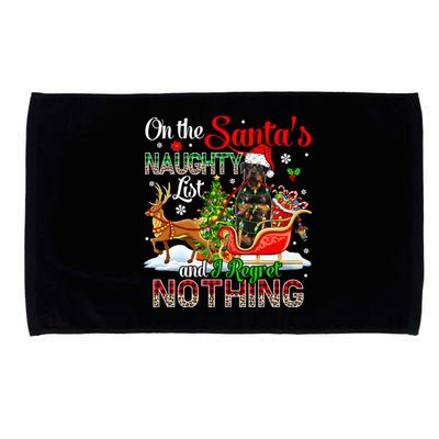 On SantaS Naughty List Regretting Nothing Santa Rottweiler Gift Microfiber Hand Towel