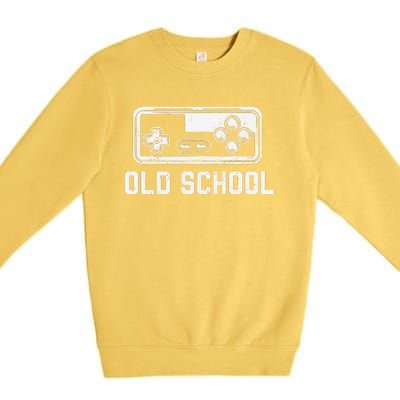 Old School New School Gamer Dad Son Matching FatherS Day Premium Crewneck Sweatshirt