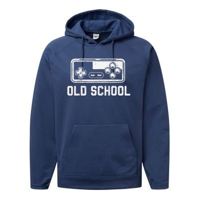 Old School New School Gamer Dad Son Matching FatherS Day Performance Fleece Hoodie