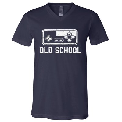 Old School New School Gamer Dad Son Matching FatherS Day V-Neck T-Shirt