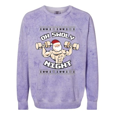 Oh Swoly Night Ugly Christmas Gym Sweater Gift Colorblast Crewneck Sweatshirt