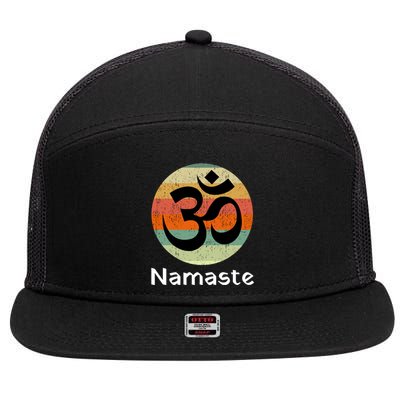 Om Symbol Namaste Ohm Hindu Zen Yoga Day Gift 7 Panel Mesh Trucker Snapback Hat