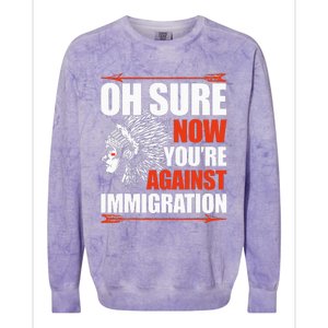 Oh Sure Now YouRe Against Immigration Native American Colorblast Crewneck Sweatshirt