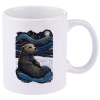 Otter Starry Night 11oz C Handle Ceramic Mug