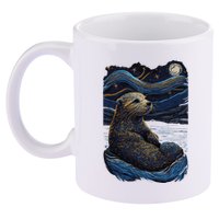 Otter Starry Night 11oz C Handle Ceramic Mug